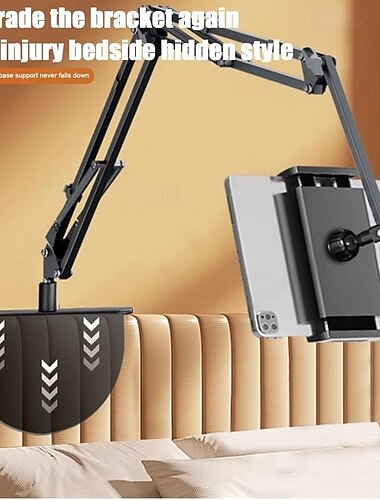  piilotettu sängynpuoleinen matkapuhelimen ja tabletin yleispidike, kaksi tapaa asentaa sängyn sohvalle, säädettävä 4-13 '' iPhone ipad -telineelle
