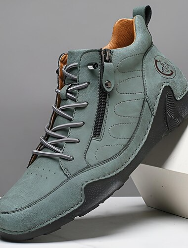  Мужские зеленые походные кроссовки из искусственной кожи с застежкой-молнией — удобная обувь для походов и путешествий