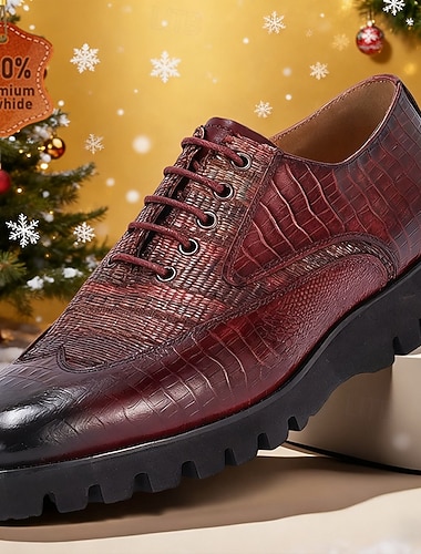  Herresko i ekte skinn med krokodillemønster – dristige og stilige skinnsko, perfekte for julebord, høytidssamlinger og formelle arrangementer