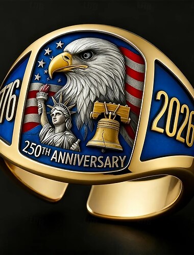  250. Jubiläums-Adlerring patriotisches Geschenk Vintage Offener Adler Ring elektroplattierter Kupfer  Sterlingsilber verstellbarer Statementring für Paare Retro-Stil Semiquincentennial