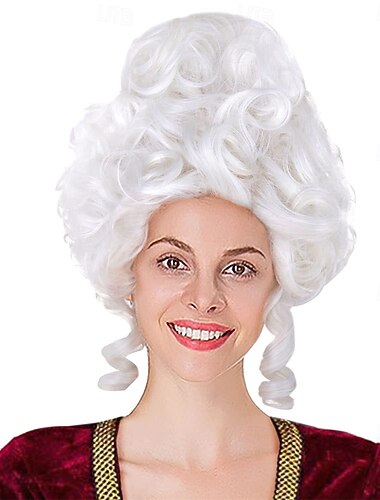  Perruque coloniale du 18ème siècle pour dames perruque victorien Marie Antoinette reine cosplay cheveux bouclés ondulés avec bonnet