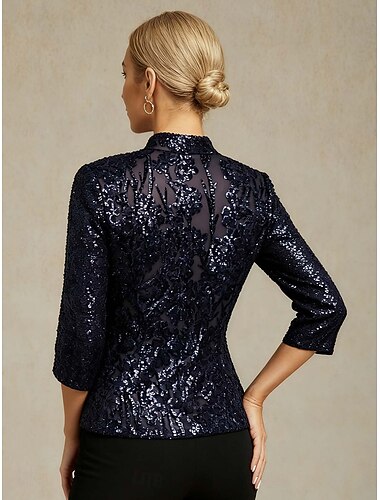  Γυναικεία Μπλούζα Στολές 2 τεμαχίων Ντυτές μπλούζες Φλοράλ Κομψό 3/4 Μήκος Μανικιού Μανδαρίνο Κολλάρο Κανονικά μπλουζάκια Βραδινό Πάρτυ Πούλιες Κεντητό Βαθυγάλαζο Άνοιξη Φθινόπωρο Χειμώνας