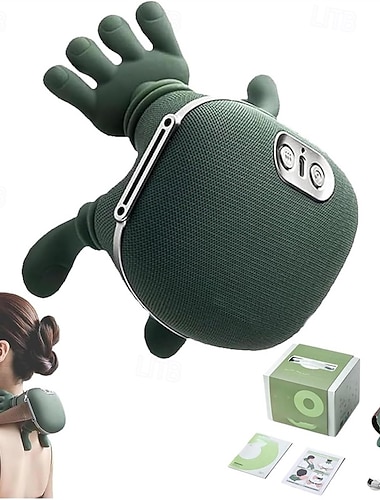  Nakke- og ryggmassasjeapparat, skuldermassasjemaster med 3 hastighetsinnstillinger, elektrisk 3D-dypvevsmassasje og en håndlignende nakkepute.