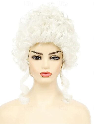  Perucas loiras estilo Maria Antonieta, perucas vitorianas curtas vintage com penteado colmeia, perucas rococó para fantasias e cosplay, perucas do século XVIII, perucas resistentes ao calor para corte