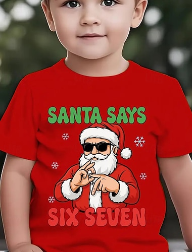  Χριστούγεννα Γιούνισεξ Αγορίστικα 3D Γραφική Άγιος Βασίλης Αστεία αργκό 67 Κοντομάνικη μπλούζα Κοντομάνικο Κοντομάνικο 3D εκτύπωση Καλοκαίρι Άνοιξη Αθλήματα Μοντέρνα Κομψό στυλ street Παιδιά 4-12