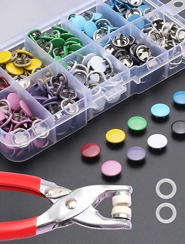  Ösen-Set mit Werkzeug, Ösen-Set, Ösenzangen-Set mit handgeführter Ösenpresse, Ösen-Sets mit 9,5 mm und 10 mm Ösen
