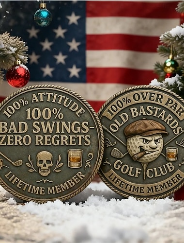  Pièce de golf humoristique « vieux bâtards », pièce de défi de golf amusante pour hommes avec un motif whisky, pièces pour membres à vie d'un club de golf, cadeau rigolo pour joueur et amateur de golf