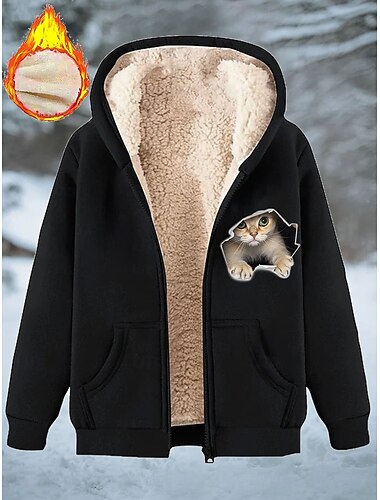  Γυναικεία Χειμερινό παλτό Διατηρείτε Ζεστό Φερμουάρ Τσέπη Στάμπα Μοντέρνα Καθημερινό Ζώο Δρόμος Causal Κοντό Με Κουκούλα Κανονικό Μακρυμάνικο Εξωτερικά ενδύματα Θαλασσί Μαύρο Ρουμπίνι Άνοιξη Φθινόπωρο