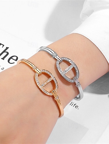  Bracelet Classique Zircon Séries de totem Élégant Mode Personnalisé Tendance Bracelet Bijoux Argent Doré Carré pour Mariage Soirée Fiançailles Bal de promo