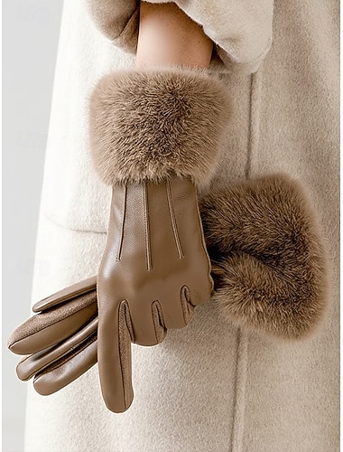  Guantes de piel sintética para mujer: suaves y acogedores, disponibles en varios colores. Un accesorio de invierno elegante y cálido, ideal para Navidad, fiestas y actividades al aire libre.