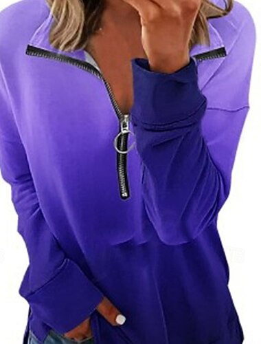  Γυναικεία Φούτερ πουλόβερ Σκέτο Κομψό Ζεστό Μοντέρνα Μακρυμάνικο Πέτο Κανονικά μπλουζάκια Σπίτι Δουλειά Δρόμος Κουρελού Τρίμηνο φερμουάρ Θαλασσί Μπλε Λίμνης Μαύρο Κίτρινο Ρουμπίνι Φθινόπωρο Χειμώνας