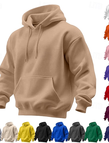  رجالي هوديي البلوز هوديي البلوز مشمش أسود أبيض أصفر وردي بلاشيهغ مع قبعة سهل جيب الكنغر الرياضة & في الخارج فضفاض مناسب للبس اليومي أناقة الشارع كوول ملابس رياضية كل الفصول ملابس هوديس بلوزات