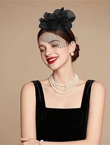  Čelenka Látka Organza 30. léta Svatební Čajový dýchánek Dostih koktejl Elegantní Vinobraní S Peří Přílba Pokrývky Hlavy