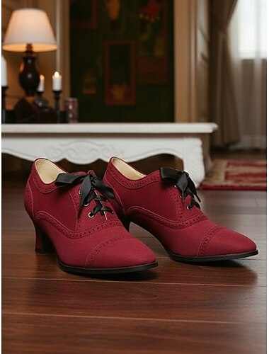  Damesko i vintage-stil i svart og burgunderfarget fløyel med snøring – edwardiansk stil fra 1920-tallet, perfekt for formelle anledninger, teselskaper og hverdagsbruk