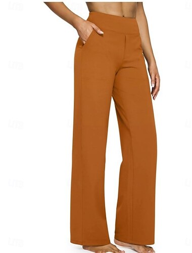  Damen Hose Chinos Sommerhose Freizeithose Mode Streetwear Arbeit Volle Länge Hohe Taille Einfach Tasche Komfort Leicht Weich Mikroelastisch Outdoor Straße Ferien Wein Schwarz Weiß Gelb Frühling Herbst