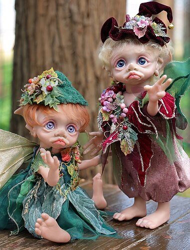  16-дюймовая причудливая кукла-фея с проволочными крыльями — коллекционная фигурка лесного эльфа ручной работы с детально проработанным нарядом.