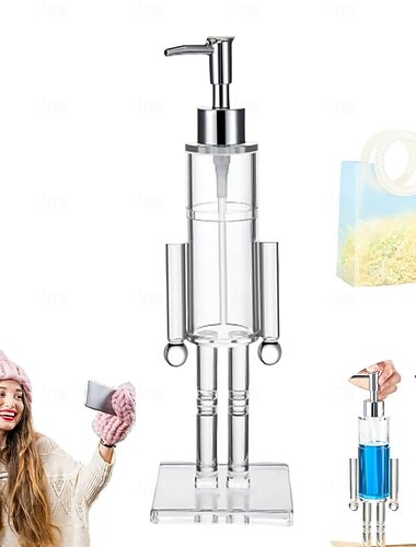  Dozownik mydła w kształcie dziadka do orzechów, przezroczysty akrylowy dozownik mydła w kształcie dziadka do orzechów, płynna butelka z pompką do mycia rąk w świątecznej łazience &akcesoria kuchenne