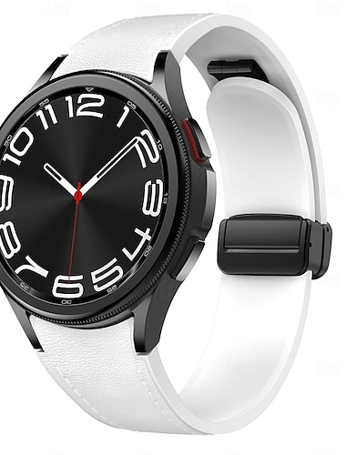  Klockarmband för Samsung Galaxy Watch 7/6/5/4  40/44mm, Watch 5 Pro 45mm, Watch 6 Classic 43/47mm, Watch 4 Classic 42/46mm Silikon Äkta Läder Ersättning Rem Justerbar Sportband Läderlänk Armband