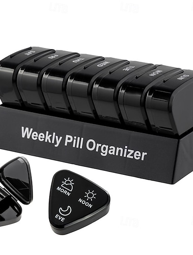  منظم حبوب أسبوعي 3 مرات في اليوم، صندوق حبوب مثلث لمدة 7 أيام مع 21 حجرة، حافظة أدوية بلاستيكية من البولي بروبيلين للصباح والظهيرة والمساء، حامل حبوب أسبوعي سهل الفتح، خالٍ من مادة BPA