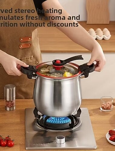  slitstark mikrotryckkokare i rostfritt stål 304, non-stick gryta med stor kapacitet, skållningsfri soppgryta, gröt