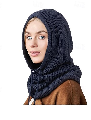  neulottu balaklava-pipo naisille paksu lämmin kauluri pipo talvi syksy neulottu päähine kylmä sää ulkoilu viihtyisä hiihtomaski huivi pipo asuste