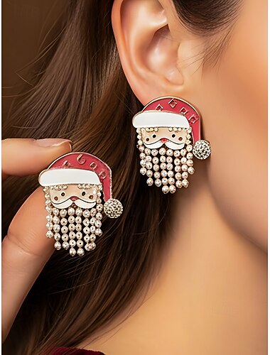  Juleøreringer til dame, legering og akrylmateriale, festlige reinsdyr-, julenisse- og juletredesign, julesmykker til vinterfester og feiringer