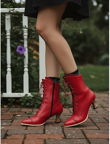  Botas femininas estilo vitoriano eduardiano prateado com cadarço, salto gatinho e detalhes brogue - botas sociais estilo steampunk retrô dos anos 20 para mulheres, perfeitas para festas, cosplay