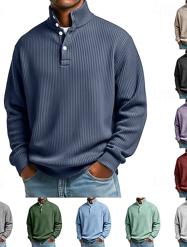  رجالي كنزة سروال قف بجانب الطريق زر حتى هوديي مشمش أسود أبيض أخضر فاتح أحمر رقبة طوقية مرتفعة سهل محكم الرياضة & في الخارج فضفاض مناسب للبس اليومي أناقة الشارع كوول ملابس رياضية ربيع & الصيف ملابس