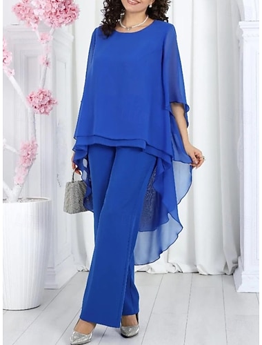  Damen Bluse Dreiviertelarm Glockenärmel Geschichtet Elegant Formell Blau Schwarz Rosa Sommer Normale Passform