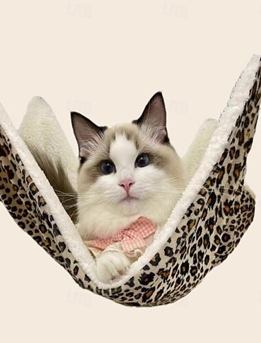  Stilvolle Katzenhängematte mit Leopardenmuster – weiches Plüsch-Hängebett für Katzen &kleine Haustiere - gemütlich &Trends