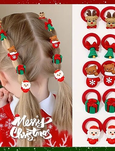  40 stk. julehårbånd til jenter, søte julenisse-reinsdyr-snømann-juletrehårbånd, festlige hestehaleholdere, jul &nyttårs hårpynt gave til barn