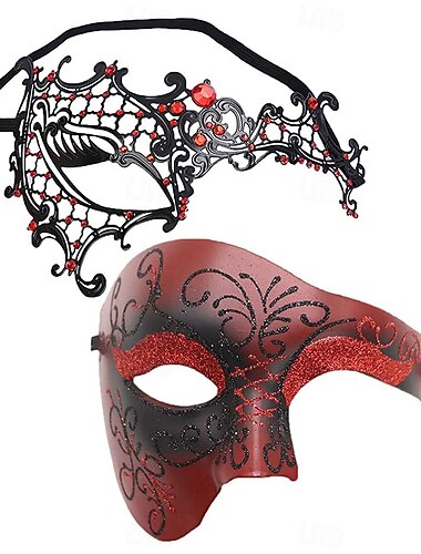  Masker voor koppels, Venetiaans masker, Volwassenen, Heren, Dames, Kostuum, Feest, Maskerade, Halloween, Carnaval, Mardi Gras, Gemakkelijk Carnavalskostuum