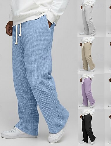  Per uomo Nido d'ape Pantaloni da tuta Pantaloni Pantaloni Larghi Pantaloni casual Coulisse Gamba Dritta Tinta unica Comodità Lunghezza intera All'aperto Casuale Quotidiano Vacanza Moda Vestibilit