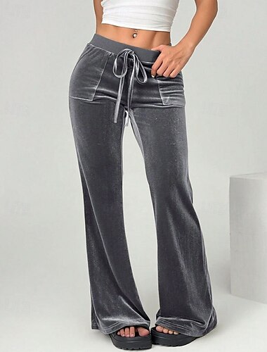  Γυναικεία Θρασύς κινέζικα Διακοπές Κομψό στυλ street Καθημερινό Πλήρες μήκος Μεσαία Μέση Σκέτο Τσέπη Ελαστικό σχέδιο κορδονιών περίσφιξης Άνετο Μικροελαστικό ΕΞΩΤΕΡΙΚΟΥ ΧΩΡΟΥ Διακοπές Καθημερινά