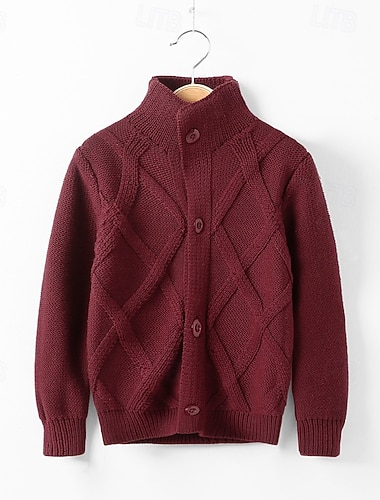  Gyerekek Fiú Pulóver Tömör szín Hosszú ujj Gombok Szabadtéri Divat Rubin Ősz Ruhák 4-12 év