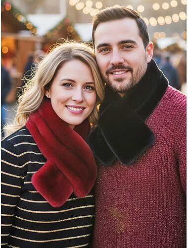  צעיף פרווה מלאכותית יוניסקס, בד רך וחם, מגוון סגנונות לבישה, מושלם לאופנת חורף ומתנות לחג המולד, זמין בצבעים שונים