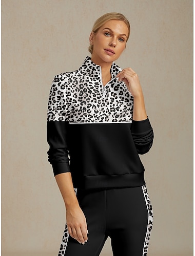  Dame Genser for genser Svart Langermet Topper Dame golfantrekk Klær Antrekk Bruk klær