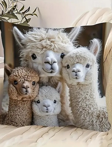  Federa per cuscino con motivo alpaca e stampa piatta 2D, decorativa per divano del soggiorno, decorazione per la casa, adorabile federa per cuscino con animali