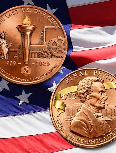  Lincoln Final Penny – herdenkingsmunt van de VS, historische verzamelmunt ter ere van de laatste cent, Lincoln-memorabilia, zeldzame penny, cadeau voor muntverzamelaars