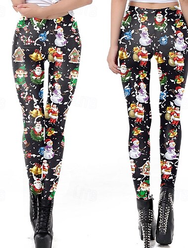 Άγιος Βασίλης Ξωτικό Παντελόνια Κολάν Γυναικεία Χριστούγεννα Καθημερινάρούχα Ενήλικες Χριστούγεννα Μασκάρεμα παραμονή Χριστουγέννων Χριστούγεννα Πάρτι Παντελόνια