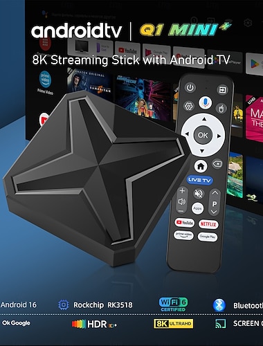  Android 11 и выше ТВ-бокс Q1 MINI 8K RK3318 2GB 16Гб 8Гб