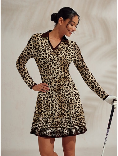  בגדי ריקוד נשים שמלת גולף חום שרוול ארוך נשים בגדי גולף בגדי תלבושות ללבוש ביגוד