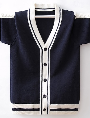  Dzieci Dla chłopców Sweter Kolorowy blok Długi rękaw Zatrzymujący ciepło Na zewnątrz Moda Czerwony Jesień Odzież 4-12 lat