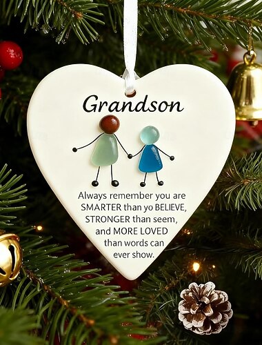  Merilasinen sydänkoriste tyttärentyttärelle/pojanpojalleni, isoäidin lahjoja tyttärentyttärelle, käsintehtyjä merilasista tehtyjä taidekoristeita, personoituja koristeita, ainutlaatuinen