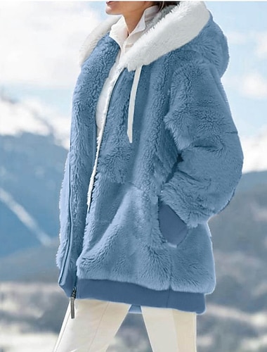  Damen Fleecejacke Freizeitjacke Kapuzenjacke Bequem Atmungsaktiv Reißverschluss Tasche Lässig Einfarbig Urlaub Straße Lässig Alltagskleidung Reisverschluss Regulär Mit Kapuze Normale Passform Langarm