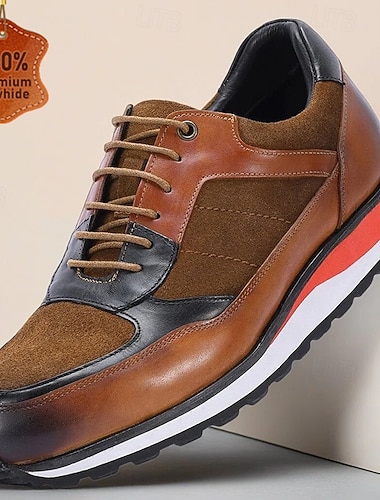  Miesten ruskeat nahkaiset vapaa-ajan lenkkarit sporttisella muotoilulla - muodikkaat ja mukavat kengät rentoon ulkoiluun ja jokapäiväiseen käyttöön