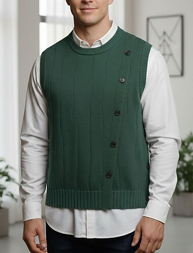  Ανδρικά Πουλόβερ γιλέκο Φόρεμα πουλόβερ Πουλόβερ πουλόβερ Γιλέκο Πλεκτό πουλόβερ Κοτλέ Πλέκω Κανονικά μπλουζάκια Κουμπιά Πλεκτό Σκέτο Στρογγυλή Ψηλή Λαιμόκοψη Μοντέρνα Καθημερινό