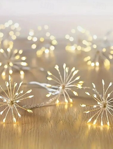  אורות מחרוזת לד לחג המולד עם שלט רחוק, 8 מצבים, אורות זיקוקין, 3 מטר, 100 נורות LED, מופעלות באמצעות USB, לחג המולד, חתונה, יום הולדת, יום האהבה, שנה חדשה, קישוט פנימי וחיצוני