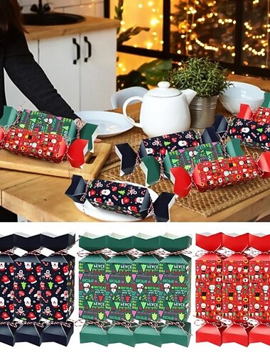  Paquete de 12 cajas de regalo navideñas para dulces, cajas de regalo creativas, galletas navideñas &caja de snacks, empaque para dulces de Año Nuevo