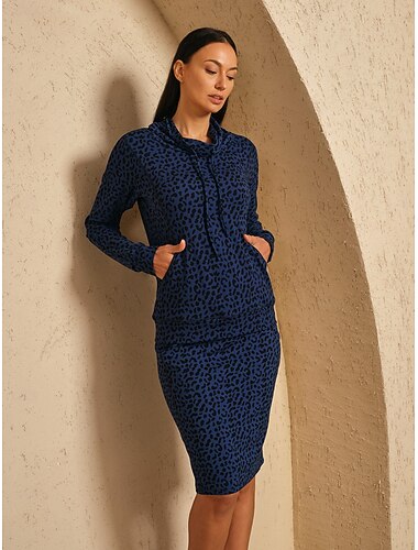  Mulheres Moletom Azul Marinho Manga Longa Blusas Roupas femininas de golfe, roupas, roupas, roupas